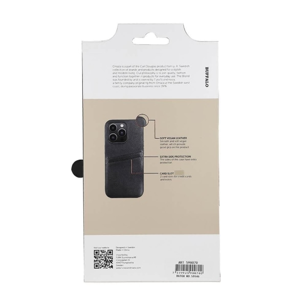 BUFFALO Backcover 2 card iPhone 14 Pro 6,1" Black Svart