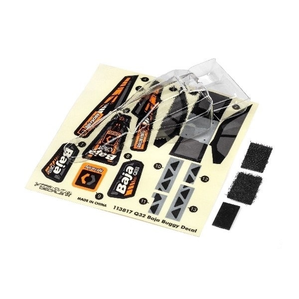 Q32 Baja Buggy Body And Wing Set (Clear)