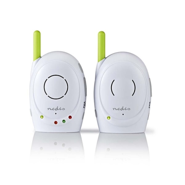 Nedis Ljud Baby Monitor | FHSS (Frequency-Hopping Spread Spectrum) | Med talk back funktion | Räckvidd: 300 m | Batteridriven / Strömadapter | Grön / Vit