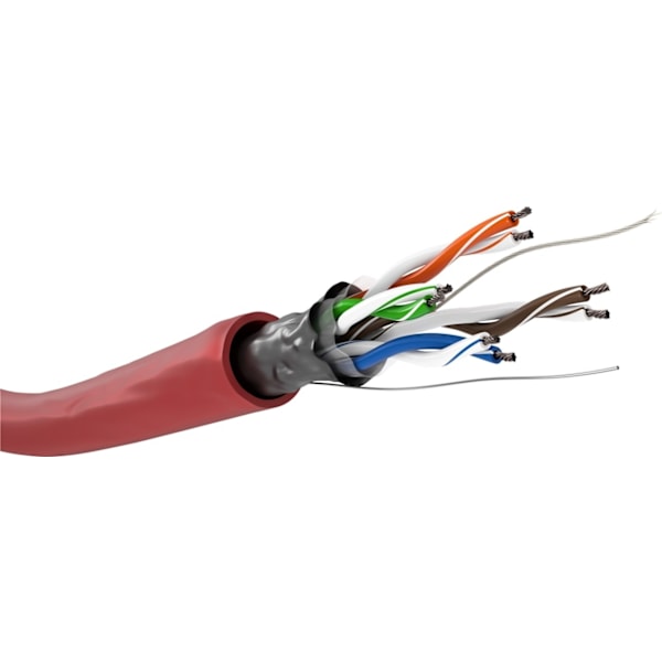 Goobay CAT 5e Nätverkskabel, F/UTP, 100 m, röd Kopparklädd aluminiumledare (CCA), AWG 26/7 (stranded), PVC-kabelhölje