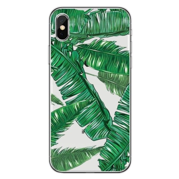 TPU Regnskovsskal til iPhone X/XS, Palmblad Transparent