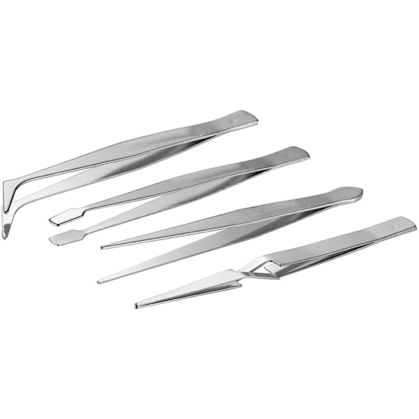 Fixpoint Pincettsats, 4 delar 1x spetsig pincett, rak, 1x spetsig pincett, böjd, 1x platt pincett, böjd, 1x tvärpincett, 110 mm