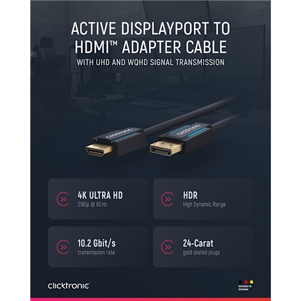 ClickTronic Adapterkabel för aktiv DisplayPort™ till HDMI™ (4K/60Hz)
