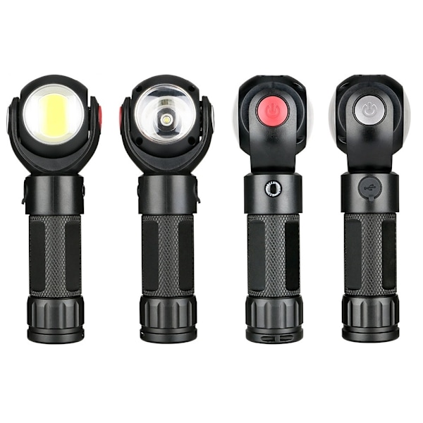 Genopladelig T6 + COB LED 360° roterende lommelygte med magnet
