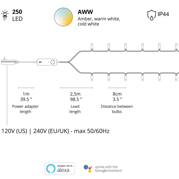 Twinkly Strings 250 AWW LEDs Gen.II Go