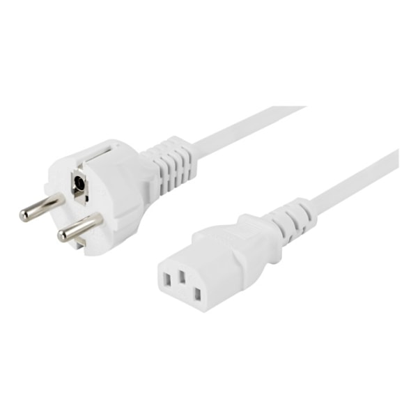 DELTACO grounded power cable, CEE 7/7 to IEC 60320 C13, 10m, white