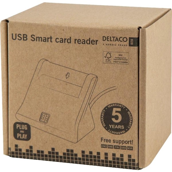 DELTACO UCR-156 Smartkortläsare, USB, svart