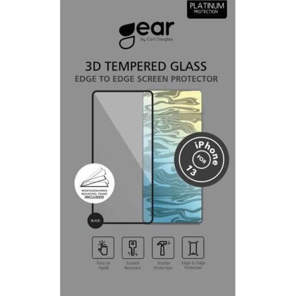 GEAR Glass Prot. Curved Black Frame 3D PLATINUM iPhone 13/13 PRO Transparent