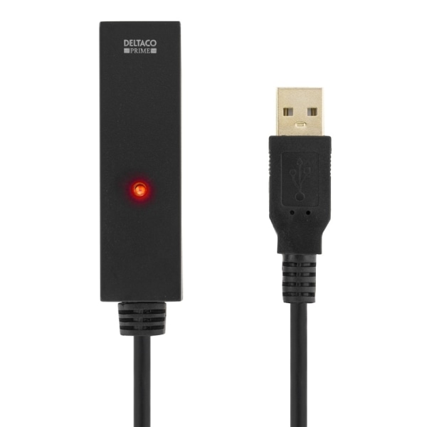 DELTACO PRIME USB förlängningskabel, aktiv, USB 2.0, 3m, svart (USB2-EX3M)