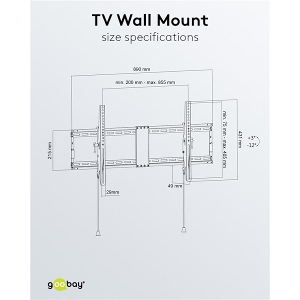 Goobay TV-väggfäste Pro TILT (XL) för TV-apparater från 43 till 100 tum (109-254 cm), vippbar upp till 70 kg