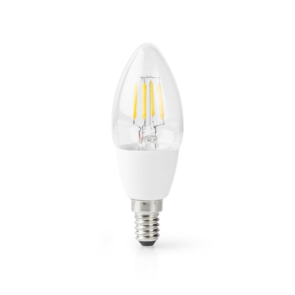 Nedis SmartLife LED Filamenttilamppu | Wi-Fi | E14 | 400 lm | 5 W | Lämmin Valkoinen | 2700 K | Lasi | Android™ / IOS | Kynttilä | 1 kpl