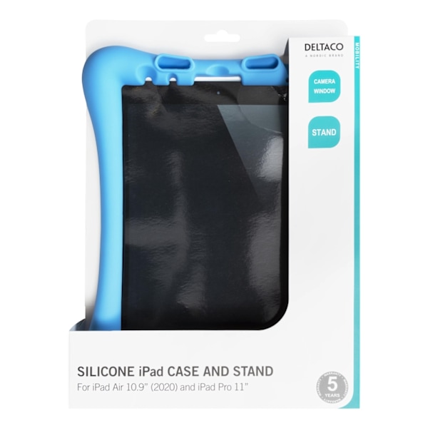 DELTACO Skal i silikon för iPad Air 10,9" 4th/5th gen / Pro 11" 2nd/3rd gen, stativ, blå Blå