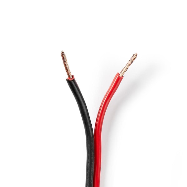 Nedis Højtaler Kabel | 2 x 1.50 mm² | CCA | 100.0 m | Runde | PVC | Rød / Sort | Folie
