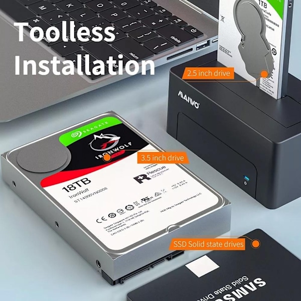 Kiintolevyn telakointiasema, USB-B, 3,5"/2,5", USB 3.1 Gen 1, musta