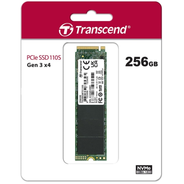 Transcend PCIe M.2 SSD Gen3 x4 NVMe 256Gb (R1600/W1000)