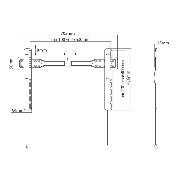 DELTACO Office, fixed ultra-slim wall, 37"-70", 35kg, 100x100-600x400