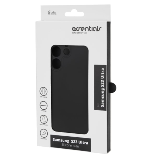 essentials Samsung Galaxy S23 Ultra silicone back cover, blk Svart