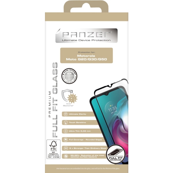 panzer Motorola Moto G20/G30/G50 Full-fit glas sort Transparent,Svart