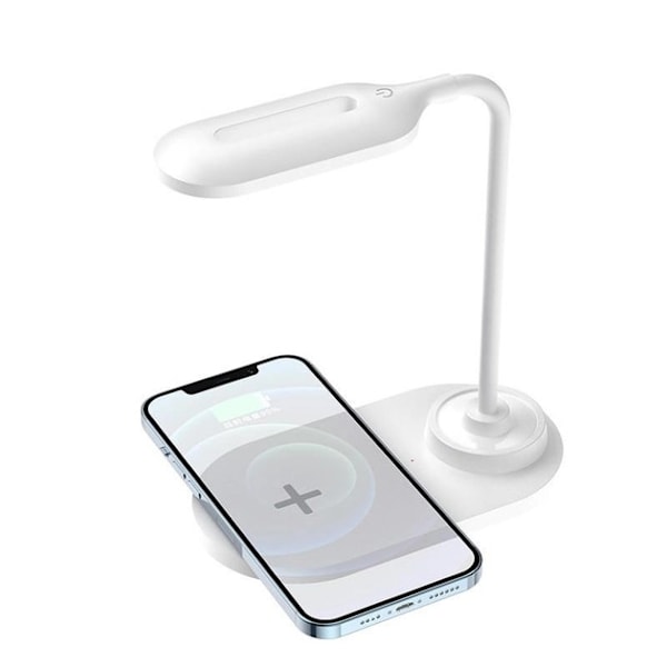 Trådløs hurtigoplader og bordlampe - 2-i-1, hvid