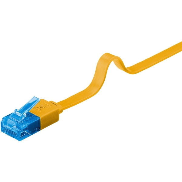 Goobay Flad netværkskabel CAT 6A, U/UTP, gul kobberleder (CU), 2 m