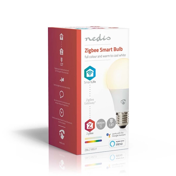 Nedis SmartLife Fuld Farve Pære | Zigbee 3.0 | E27 | 806 lm | 9 W | RGB / Varm til kølig hvid | 2200 - 6500 K | Android™ / IOS | Pære | 1 stk