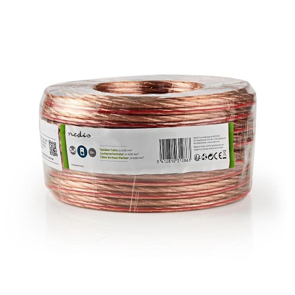 Nedis Kaiutinkaapeli | 2 x 6.00 mm² | CCA | 25.0 m | Pyöreä | PVC | Läpikuultava | Kääre
