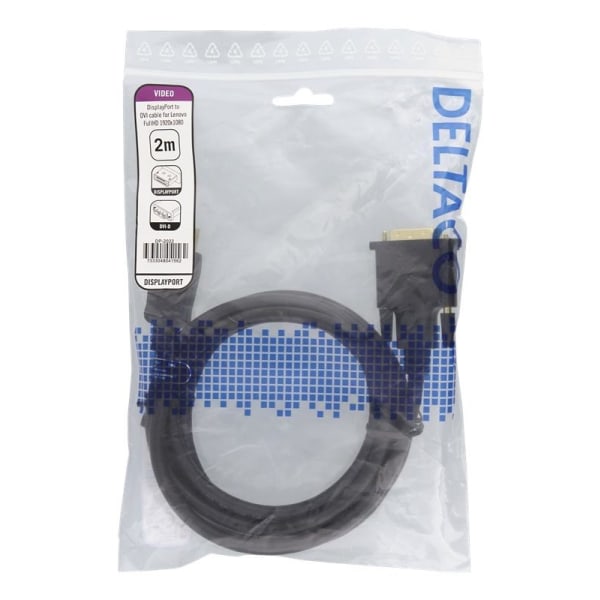 DELTACO Lenovo DisplayPort - DVI-D Single Link, 2m, svart