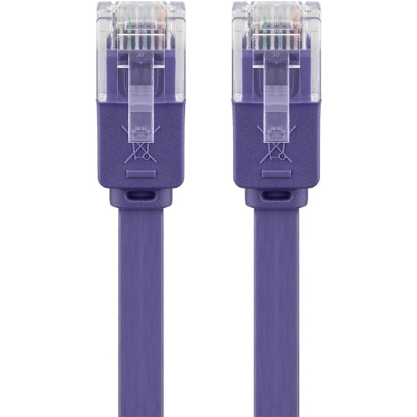 Goobay CAT 6 platt patchkabel, U/UTP, violett kopparledare (CU), 2 m