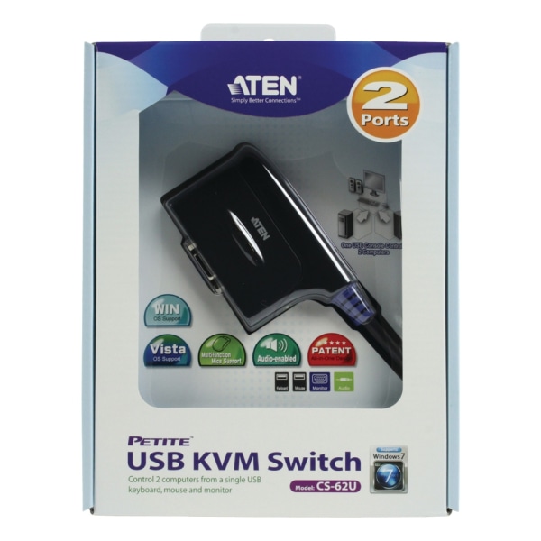 Atena CS62 US2-Port KVM Switch musta