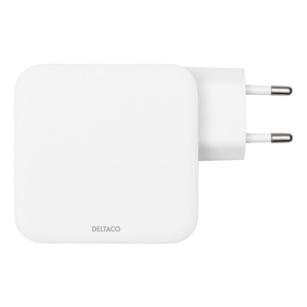 DELTACO USB-C wall charger, GaN technology, 2x USB-C PD, total 1