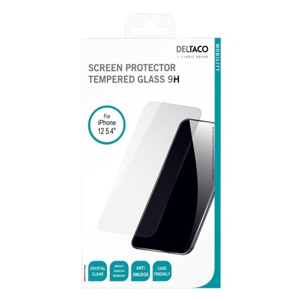 DELTACO screen protector, iPhone 12 mini, 2.5D Transparent