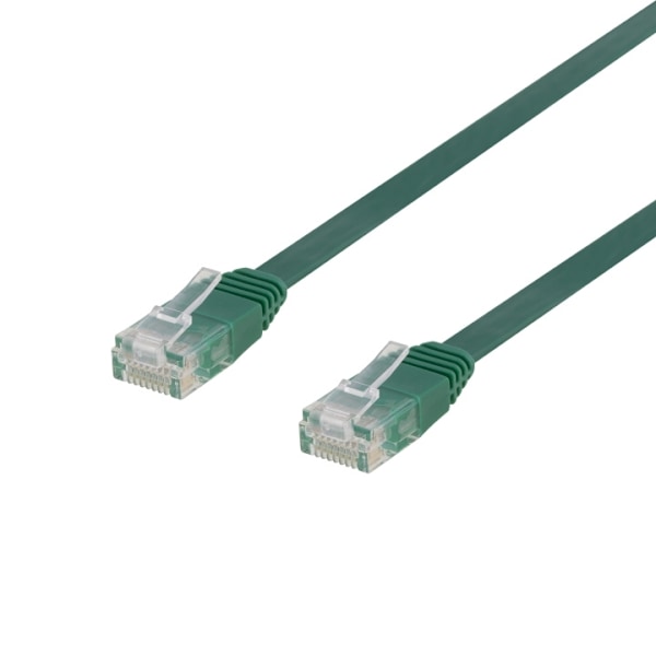 DELTACO U/UTP Cat6 laitekaapeli, litteä, 2m, 250MHz, vihreä