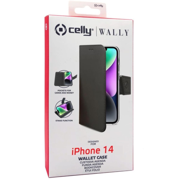 Celly Wallet Case iPhone 14 Svart Svart