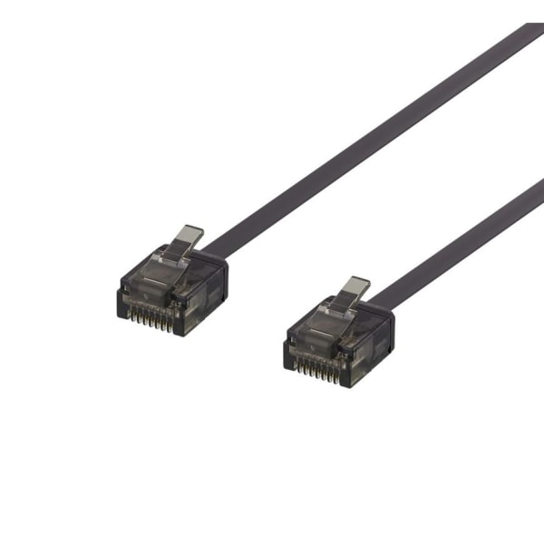 DELTACO U/UTP Cat6a patch cable, flat, 0.3m, 1mm thick, black