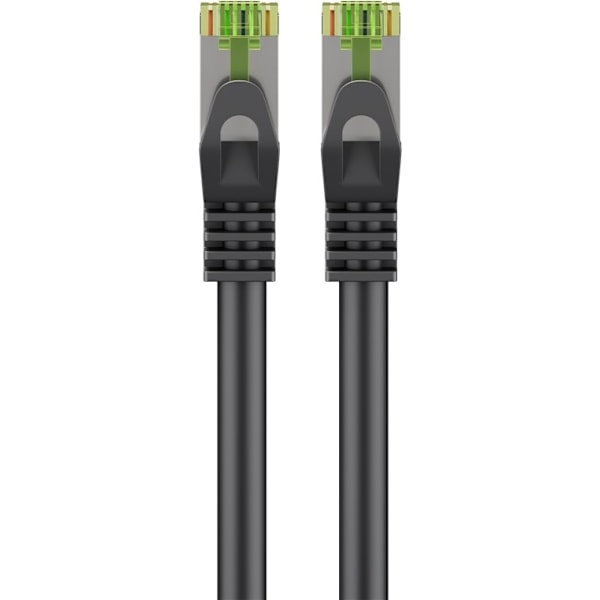 Goobay GHMT-certifierad CAT 8.1 patchkabel, S/FTP (PiMF), svart kopparledare, LSZH halogenfri kabelhölje, 1 m