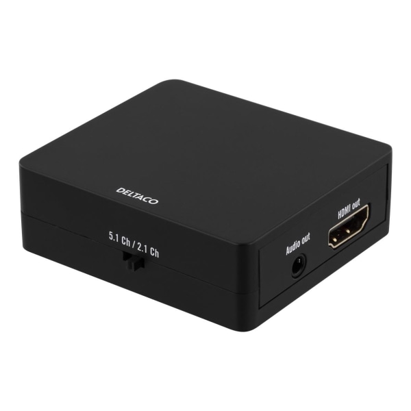 DELTACO Muunnin HDMI - HDMI +SPDIF/3,5mm, Ultra HD 30Hz, 5.1/2.1
