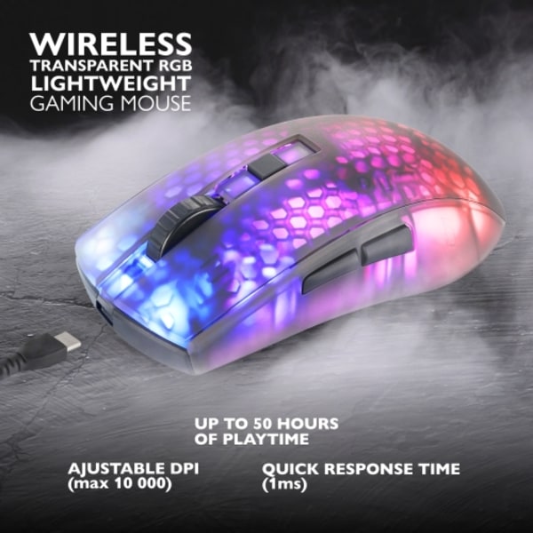 deltaco_gaming DM320 Wireless Semi-transparent RGB Lightweight mouse, black