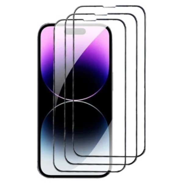 3-pack Skärmskydd i härdat glas till iPhone 14 Pro Max, Svart ka Transparent