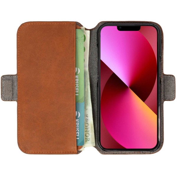 Krusell Leather Phone Wallet iPhone 13 Cognac Brun