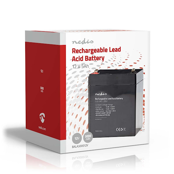 Nedis Genopladeligt blybatteri | Bly-syre | Opladningsbar | 12 V | 5000 mAh