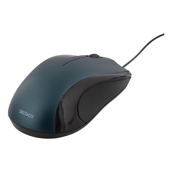 DELTACO wired optical mouse, 3 buttons with a scroll, 1200 DPI, blue