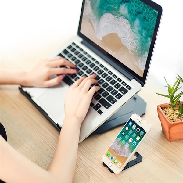 Desire2 2in1 Portabelt Laptopställ Svart 360 Roterbar inkl Mobilställ