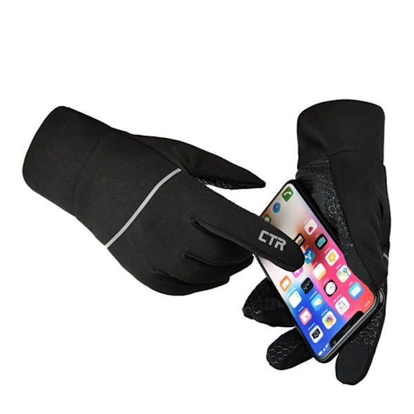 Varme touchscreen handsker med gummeret håndflade, Large