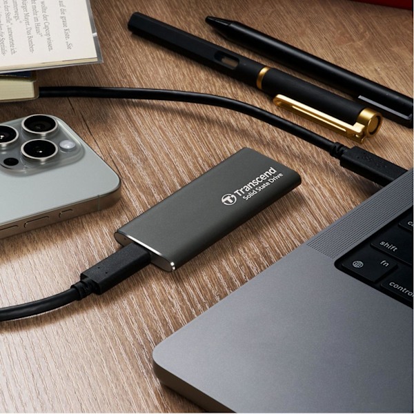 Transcend Portabel SSD ESD256C USB-C 2TB 10Gbps (R1050/W950 Mb/s) Aluminium