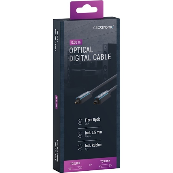 ClickTronic Toslink-kabel Premiumkabel | 1x Toslink-kontakt  1x Toslink-kontakt | 0,5 m | Polymerfiberoptisk kabel