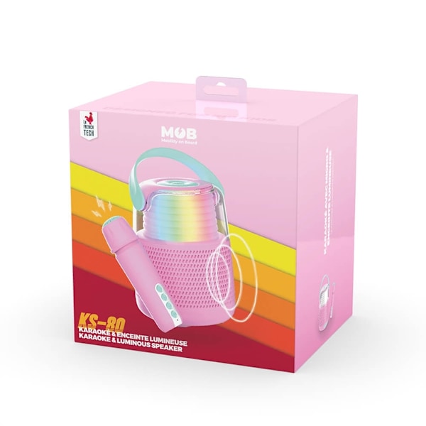 Mobility On Board Högtalare Karaoke Kit Mic LED Rosa