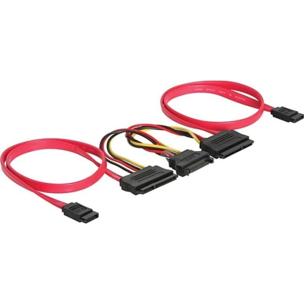 DeLOCK SATA-kabel för 2xSATA-hårddiskar + SATA-ström, 50 cm (843