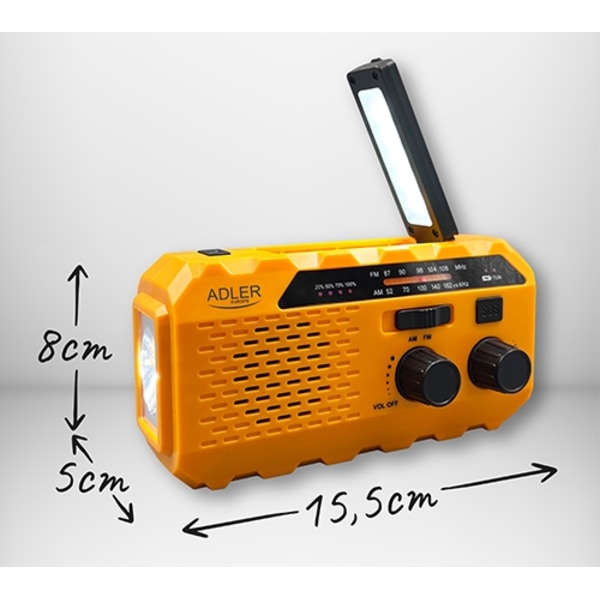 Nödradio / Vevradio med ficklampa, Solceller och Powerbank