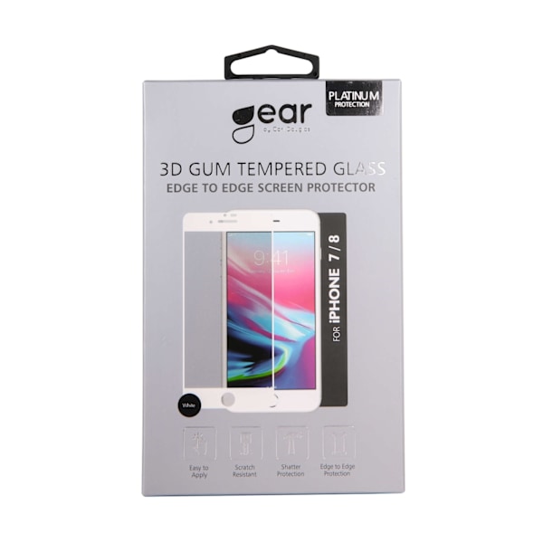 GEAR Hærdet Glas 3D Gummed Full Cover Hvid iPhone 6/7/8/SE2020/22 Vit