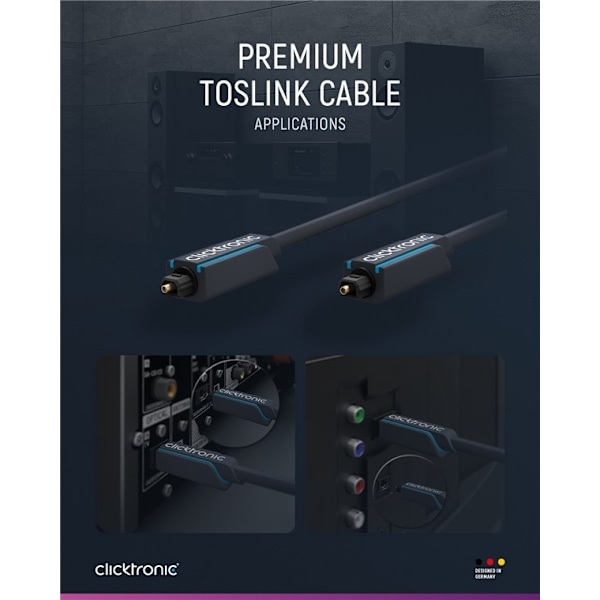 ClickTronic Toslink-kabel Premiumkabel | 1x Toslink-kontakt  1x Toslink-kontakt | 0,5 m | Polymerfiberoptisk kabel